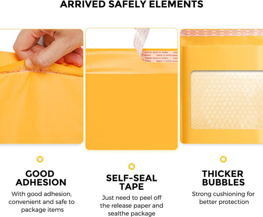 11 x 15" Kraft Bubble-Mailer Padded Envelope | Yellow