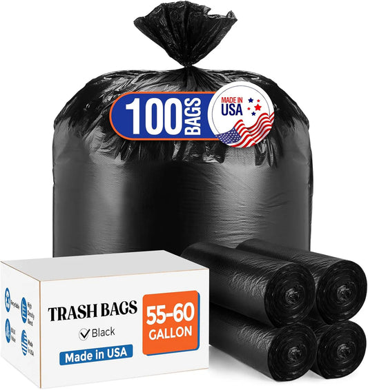 55–60 Gallon Black, Gallon Trash Bags 0.9 mil