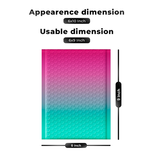 6x9" Bubble-Mailer Padded Envelope | PinkGreen