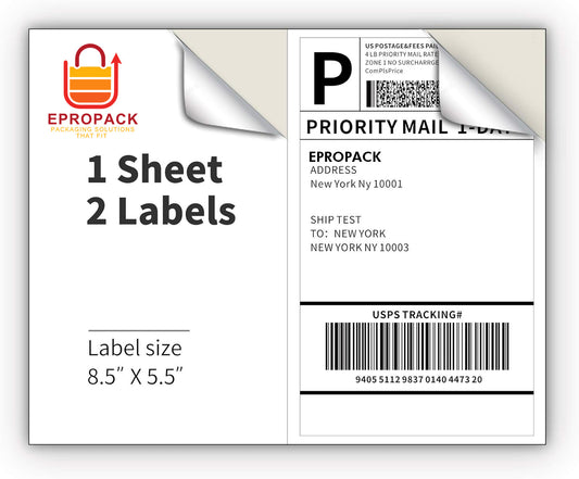 A4 Half Sheet Label 8.5" x 5.5" (1000sheet/2000 label)