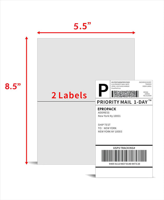 A4 Half Sheet Label 8.5" x 5.5" (1000sheet/2000 label)