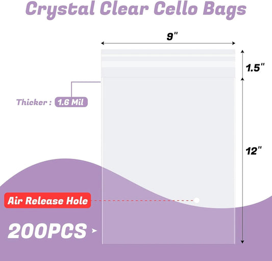 9x12" Clear Plastic Bags for Packaging