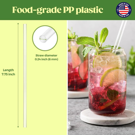 7.75X0.24" Individually Wrapped Clear Plastic Straws