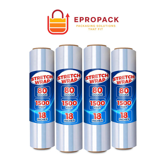 Stretch Wrap/Film Roll 18" x 1500 Ft 60-80 Gauge Heavy Duty Plastic Packing