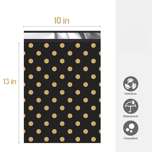Poly Mailers |  10" x 13" Black Gold Dots