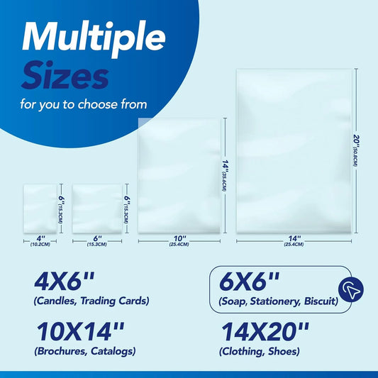 6x6 Inch Clear PVC Heat Shrink Wrap Bags