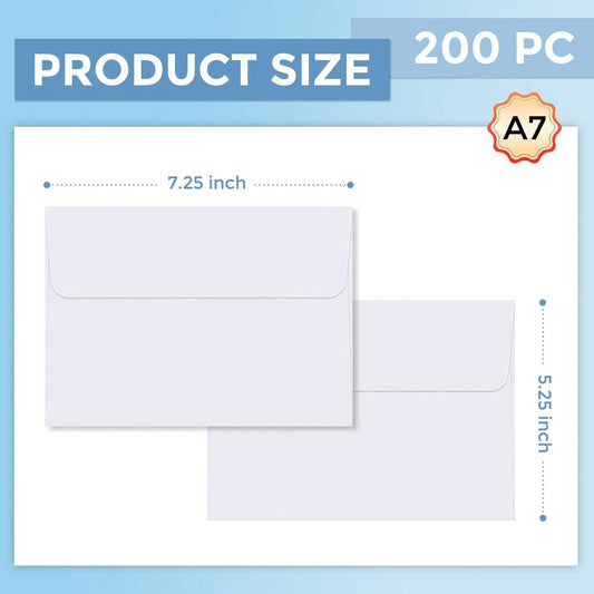 5.25x7.25 Inch A7 White Self-Seal Envelopes