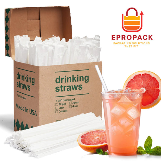 7.75X0.24 Individually Wrapped Clear Plastic Straws