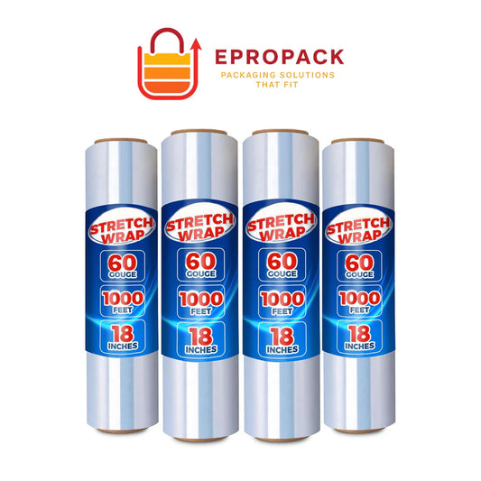 Stretch Wrap/Film Roll 18" x 1000 Ft 60-80 Gauge Heavy Duty Plastic Packing