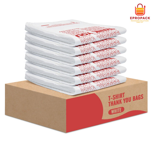 11.5x 6.5 x 21 inch Thank You Plastic Bags White