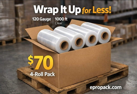 Stretch Wrap/Film Roll 4 x 1000 Ft 120 Gauge Clear