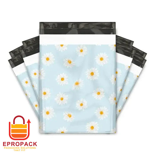 12" x 15.5" Daisies Designer Poly Mailers Shipping Envelopes Premium Printed Bags