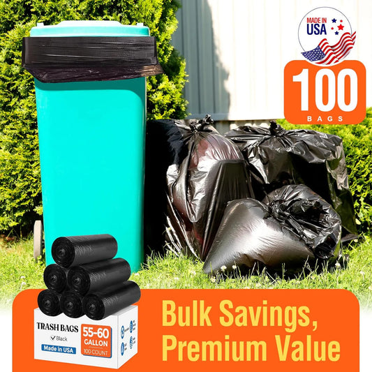 55–60 Gallon Black, Gallon Trash Bags 1.2mil